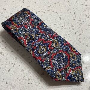 Liberty of London Paisley Silk Tie Red/blues/yellow Length 57.5”